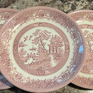 Set of 3 Vintage Pink and Cream Dinner Plates Biltons England